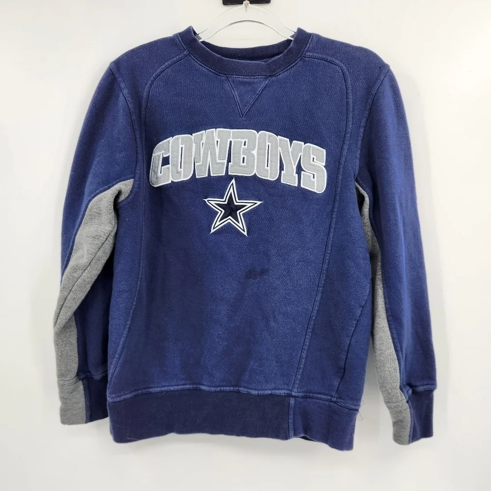 NFL Dallas Cowboys Kids Sweatshirt Size Large Navy Long Sleeve Crewneck
